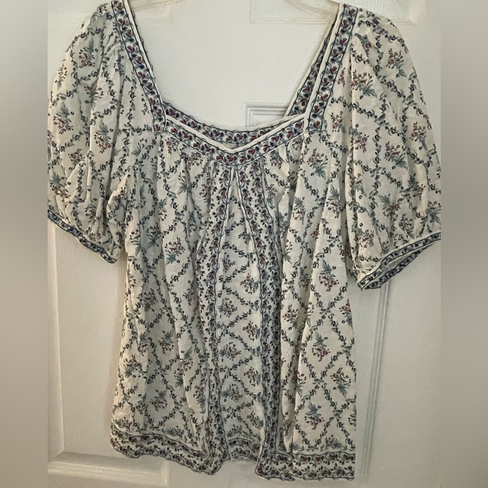 Max Studio Cream Floral Blouse